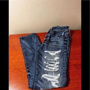 Next Level Airflex American Eagle Distressed Dark Wash Skinny Jeans #J13